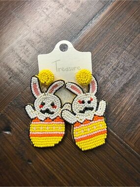 Women’s Yellow Beaded Bunny Stud Earrings